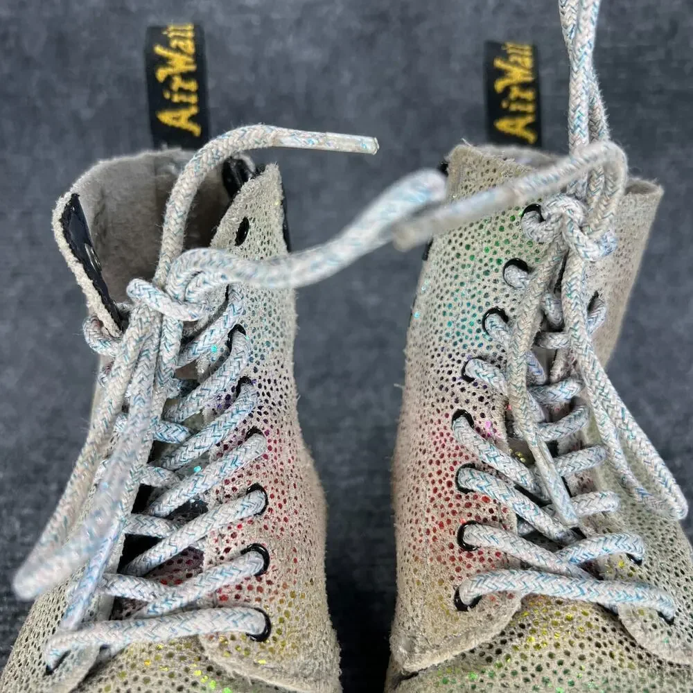 Dr. Martens Pascal T Boots Toddler Girls 10 Rainbow Glitter Suede Side Zip